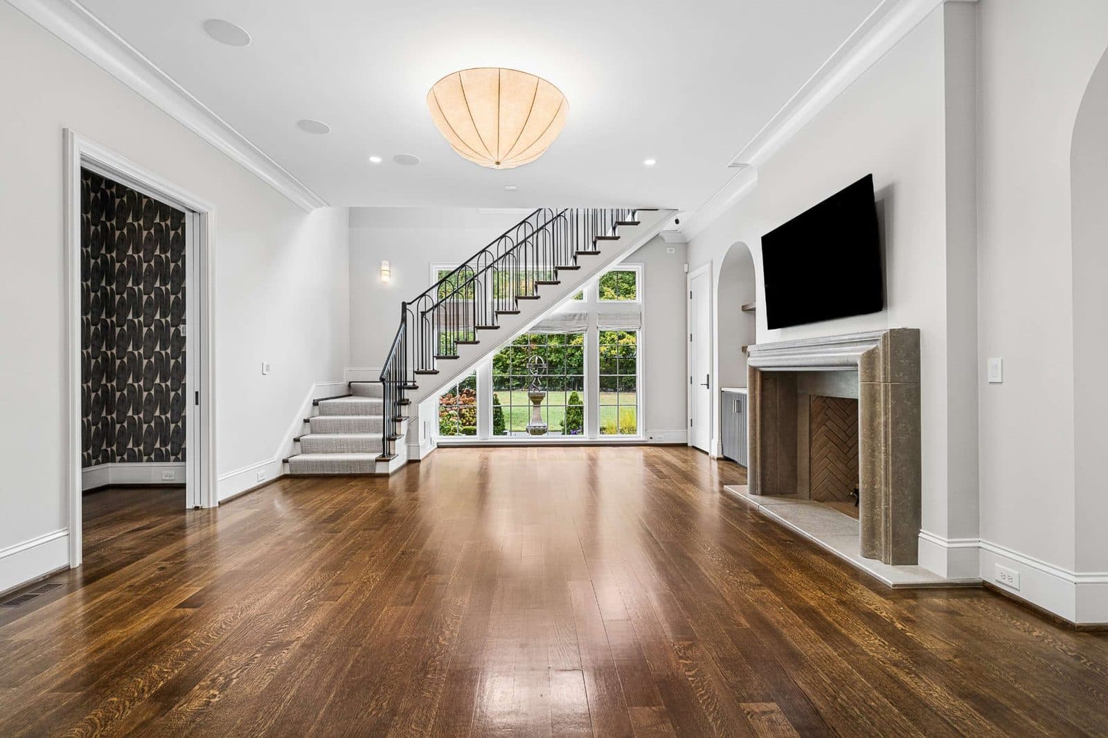 Aerial view of the brick house, circular drive, and landscaped grounds at 4316 Franklin Pike, Oak Hill Nashville